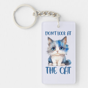 Don’t Look at the Cat – Adorable Bluish Kitten Key Ring