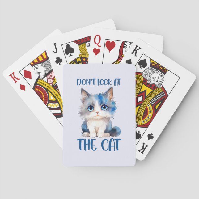 Don’t Look at the Cat – Adorable Bluish Kitten Playing Cards (Back)