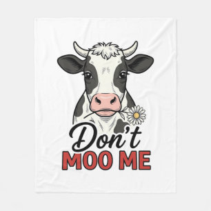 Don’t Moo Me Funny Cow Vintage Engraving Fleece Blanket