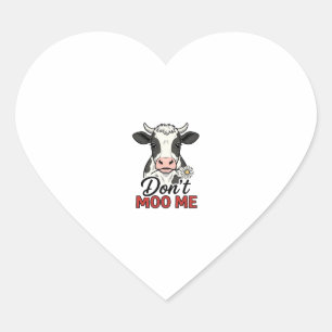 Don’t Moo Me Funny Cow Vintage Engraving Heart Sticker
