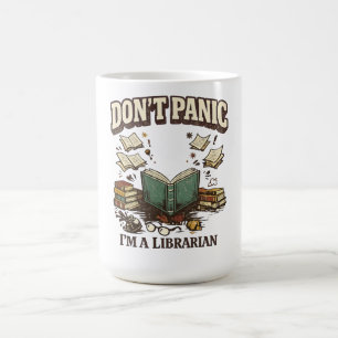 Don’t Panic I’m A Librarian Vintage Book Design Coffee Mug