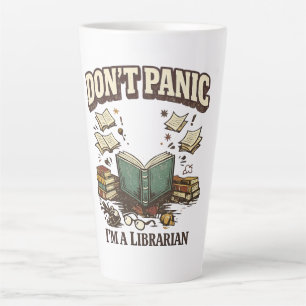 Don’t Panic I’m A Librarian Vintage Book Design Latte Mug