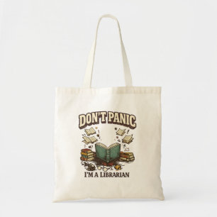 Don’t Panic I’m A Librarian Vintage Book Design Tote Bag