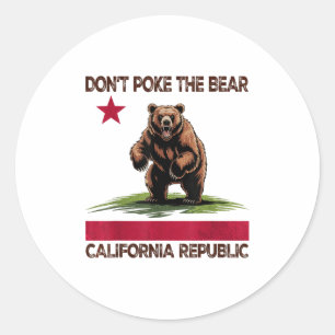 Don’t Poke The Bear California Republic Design Classic Round Sticker