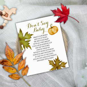 Don’t Say Baby Fall Pumpkin Baby Shower Game       Poster