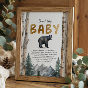 Don’t Say Baby Game Sign Woodland Bear Adventure