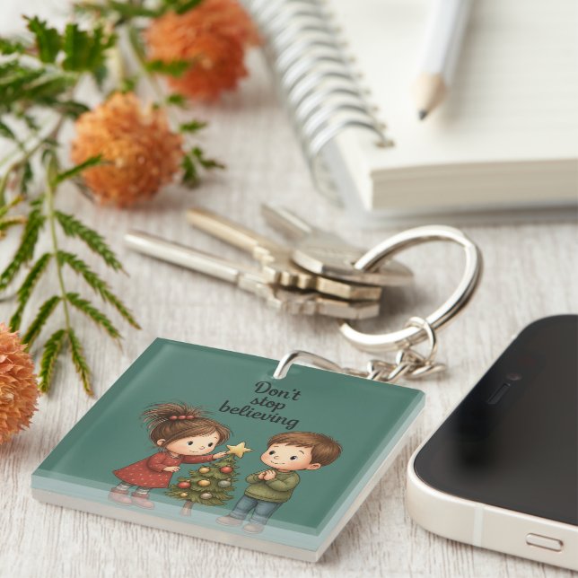 Don’t Stop Believing Christmas Sticker Key Ring (Front Right)