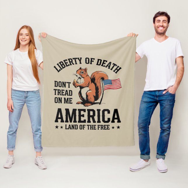 Don’t Tread on Me Squirrel Liberty Justice  Fleece Blanket (In Situ)