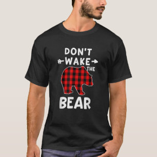 Don t Wake The Bear Black Red Plaid Bear T Shirt