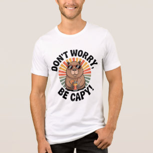 Don’t Worry, Be Capy – Retro Chill Capybara Tri-Blend Shirt