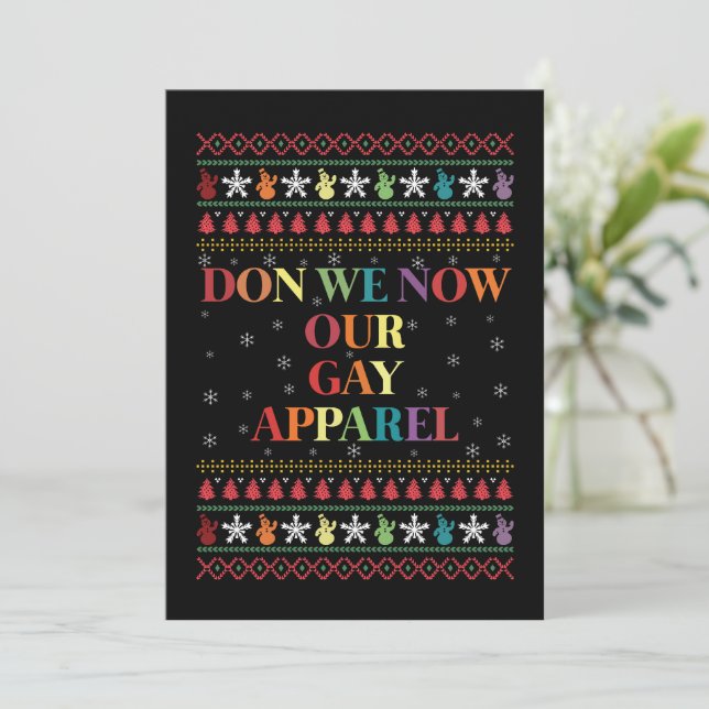 Don We Now Our Gay Apparel Gay Christmas  Invitation (Standing Front)