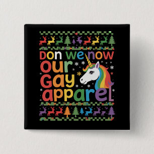 Don We Now Our Gay Apparel Unicorn Gay Christmas  15 Cm Square Badge