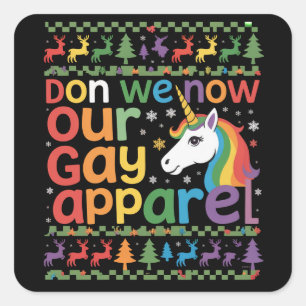 Don We Now Our Gay Apparel Unicorn Gay Christmas  Square Sticker