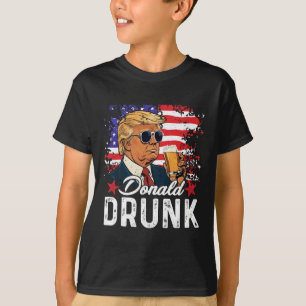 Donald Drunk Trump Drink Beer 4th Of July American T-Shirt