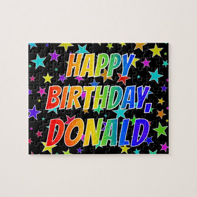 "DONALD" First Name, Fun "HAPPY BIRTHDAY" Jigsaw Puzzle (Horizontal)