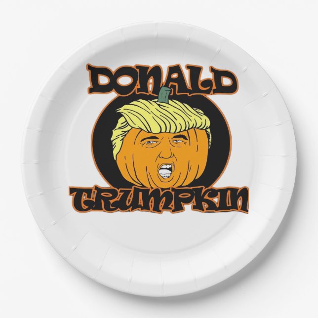 Donald  Halloween Costume Trumpkin Paper Plate (Front)