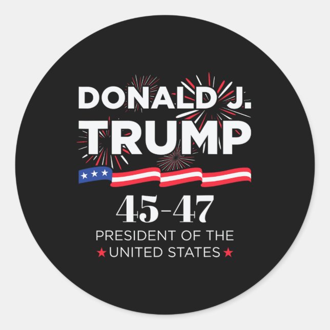 Donald J. Trump 45 47 President Inauguration Day 2 Classic Round Sticker (Front)