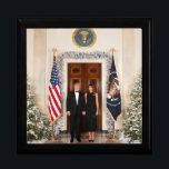 Donald & Melania Trump's Christmas White House Gift Box<br><div class="desc">A White House Christmas portrait of President Donald & Melania Trump. Donald J. Trump the 45th President of the United States. Donald John Trump was born in Queens, New York, on June 14, 1946. His father, Fred Trump was a successful real estate developer. Trump was educated at the New York...</div>