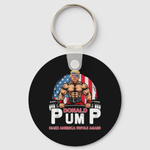 Donald Pump America Swole Again Funny Trump 2024 Key Ring