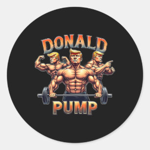 Donald Pump Funny Muscle Gym Meme Classic Round Sticker