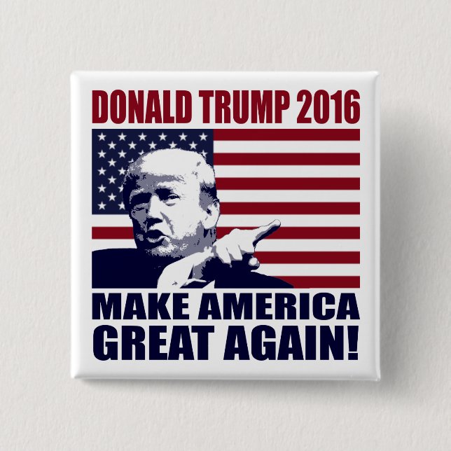 Donald Trump 2016 For President Button (Front)