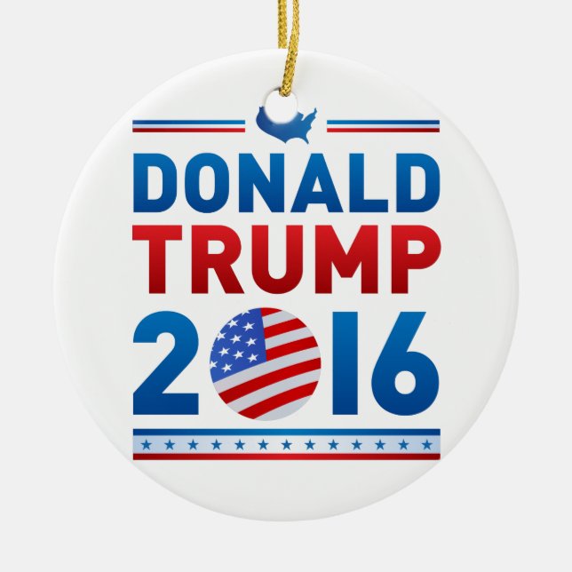 DONALD TRUMP 2016 Presidential Election Ceramic Tree Decoration (Front)