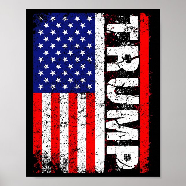 Donald Trump 2020 Vintage Usa Flag T Shirts  Poster (Front)