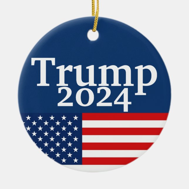 Donald Trump 2024 American Flag Ceramic Ornament (Front)