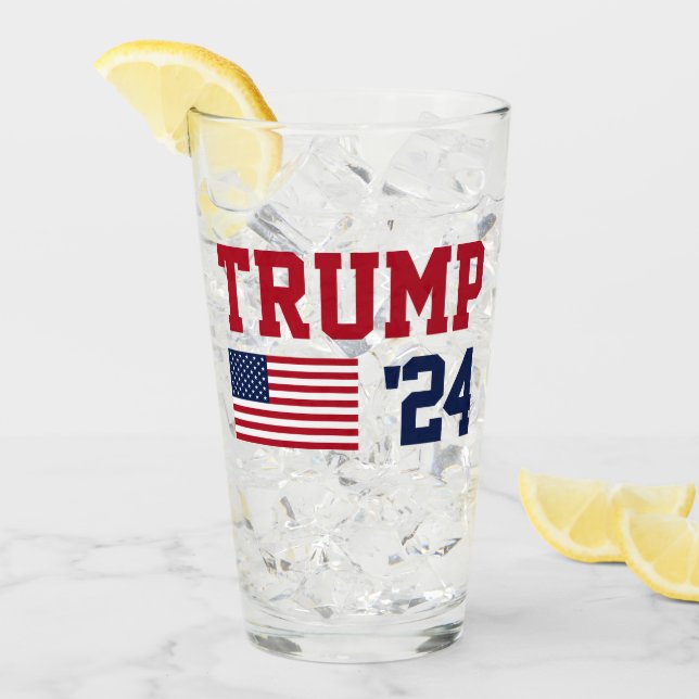 Donald Trump 2024 American Flag Glass (Front Ice)