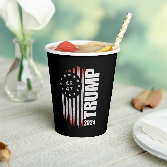 Donald Trump 2024 Election Vote 45 47 American  Paper Cups (Insitu)