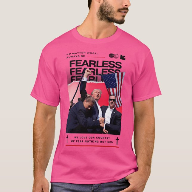 Donald Trump 2024 Fearless Mugs American Flag T-Shirt (Front)