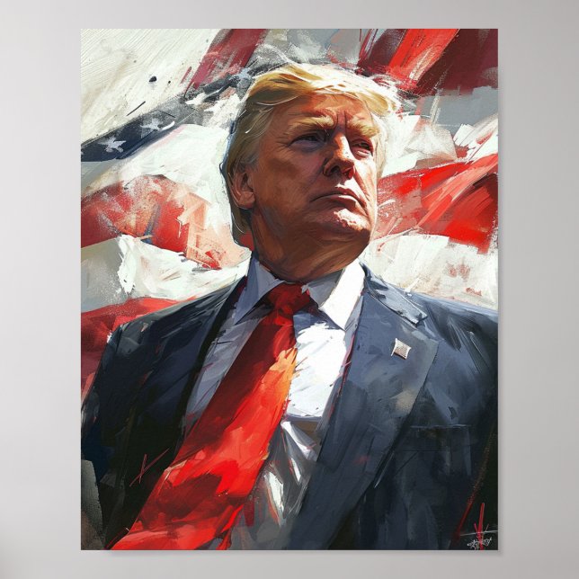 Donald Trump 2024 Heroic Oil Painting Style AI Poster (Front)