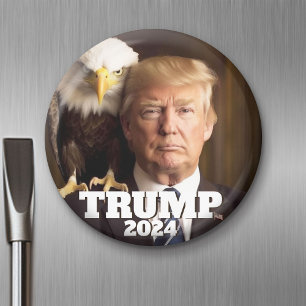 Donald Trump 2024 Photo - bald eagle on shoulder Magnet