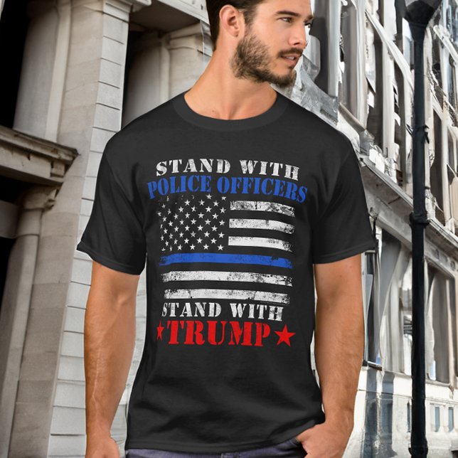 Donald Trump 2024 Stand with Police Officers T-Shirt (trump 2024 pro police t-shirt)