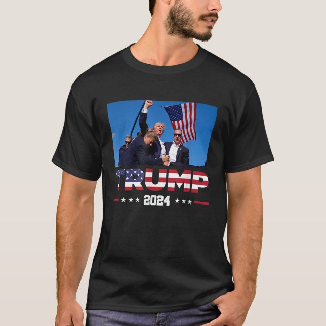 Donald Trump 2024 Survived Shot At Election Rally T-Shirt (Front)