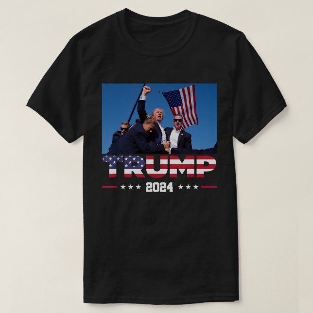 Donald Trump 2024 Survived Shot At Election Rally T-Shirt (Design Front)