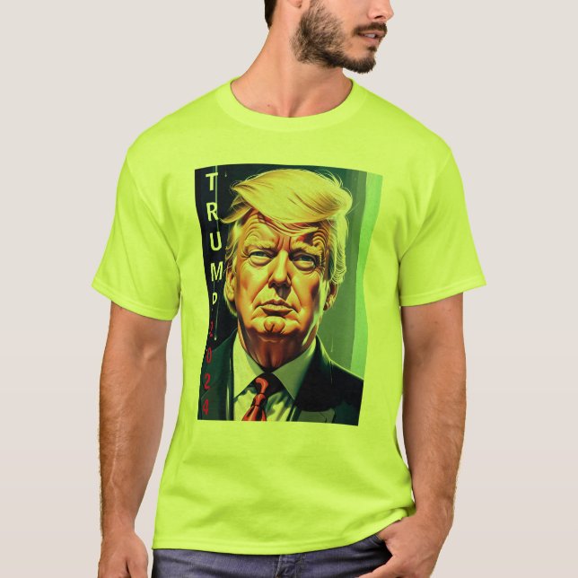 DONALD TRUMP 2024 T-SHIRT - SAFETY GREEN (Front)