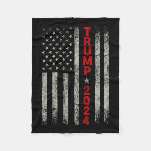 Donald Trump 2024 Take America Back American Flag  Fleece Blanket