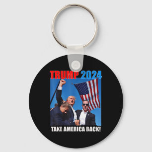 Donald Trump 2024 Take America Back American Flag Key Ring