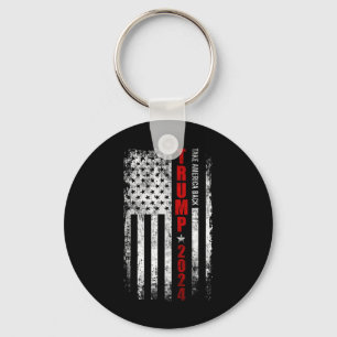 Donald Trump 2024 Take America Back American Flag  Key Ring