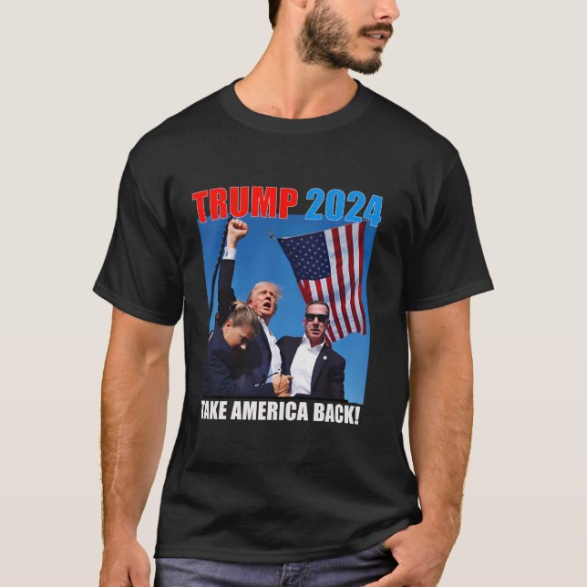 Donald Trump 2024 Take America Back American Flag  T-Shirt (Front)