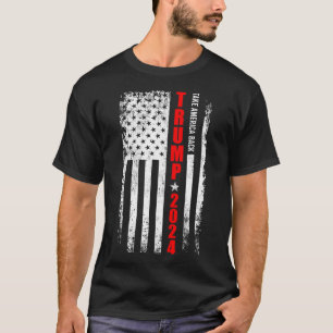 Donald Trump 2024 Take America Back American Flag  T-Shirt