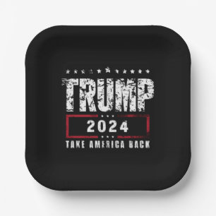 Donald Trump 2024 Take America Back Election Paper Plate