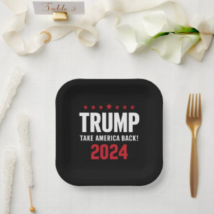 Donald Trump 2024 Take America Back Election Paper Plate