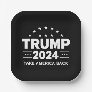 Donald Trump 2024 Take America Back Election Paper Plate