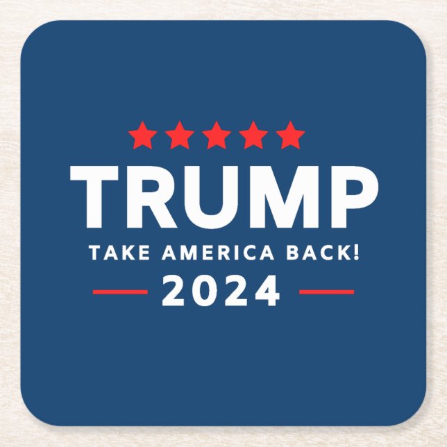 Donald Trump 2024 Take America Back  Square Paper Coaster (Front)