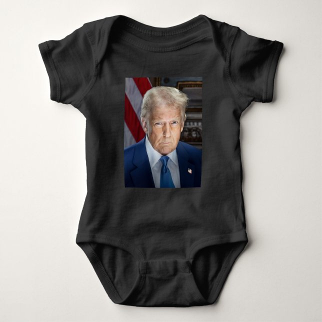 Donald Trump 2025 American President Portrait Baby Bodysuit (Front)