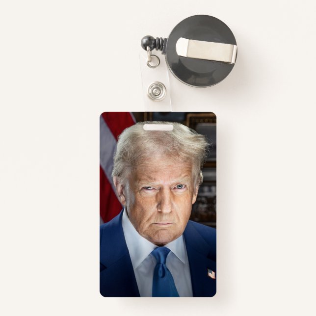 Donald Trump 2025 American President Portrait ID Badge (Back with Retractable)