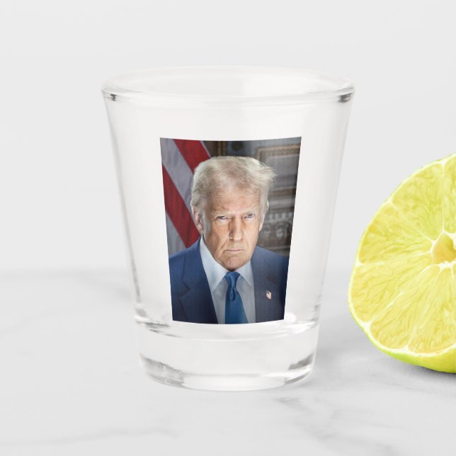 Donald Trump 2025 American President Portrait Shot Glass (Front)