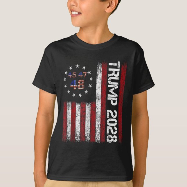 Donald Trump 2028 Trump 45 47 48th President Ameri T-Shirt (Front)